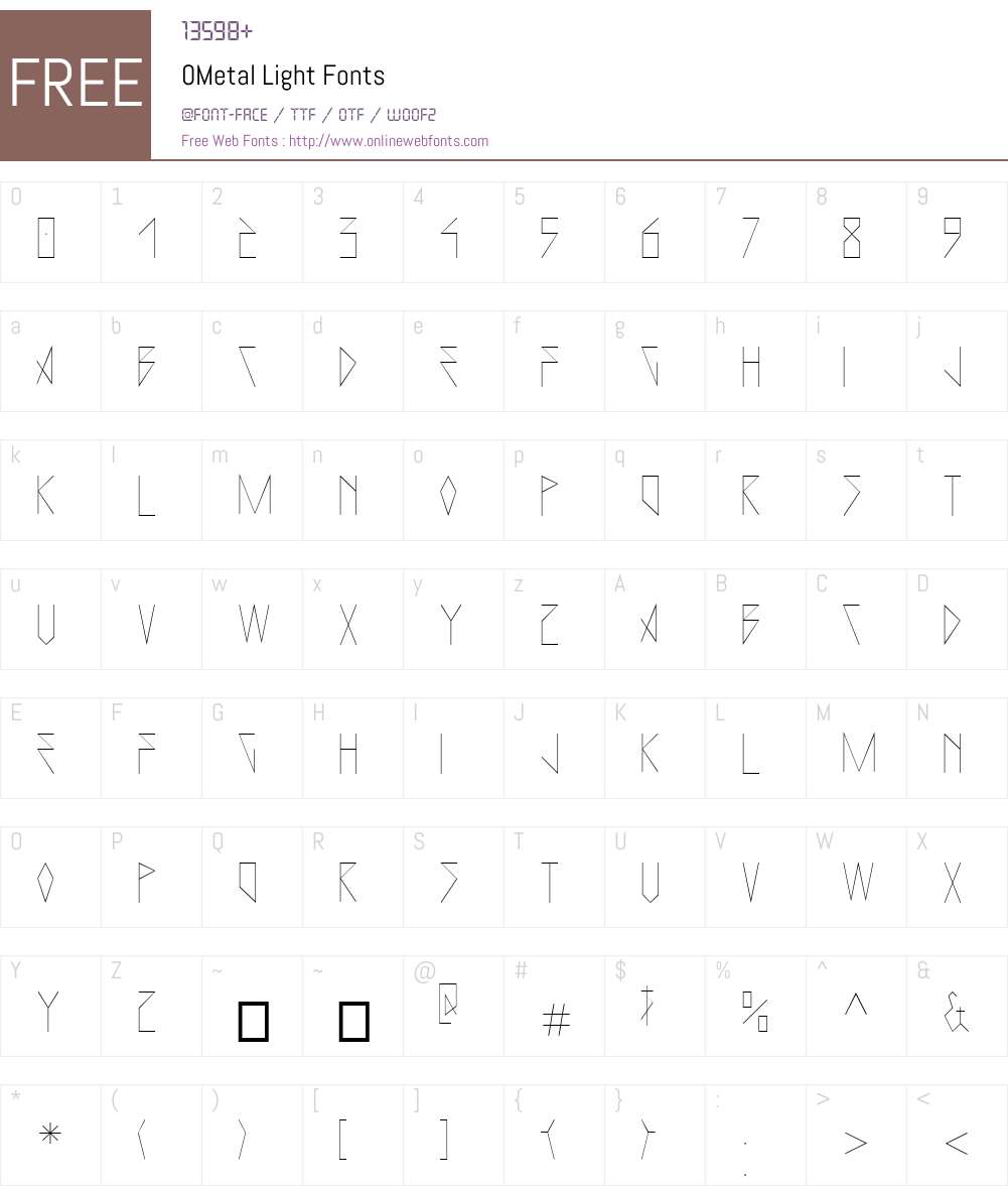 0Metal-Light Font Screenshots