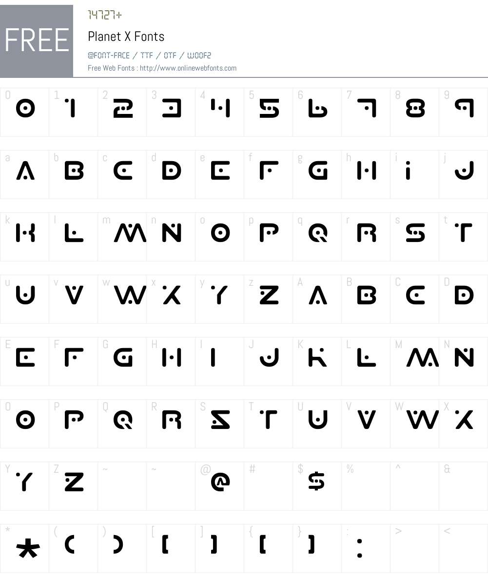 Planet X Font Screenshots