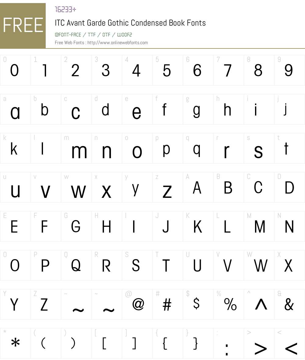 ITC Avant Garde Gothic Font Screenshots