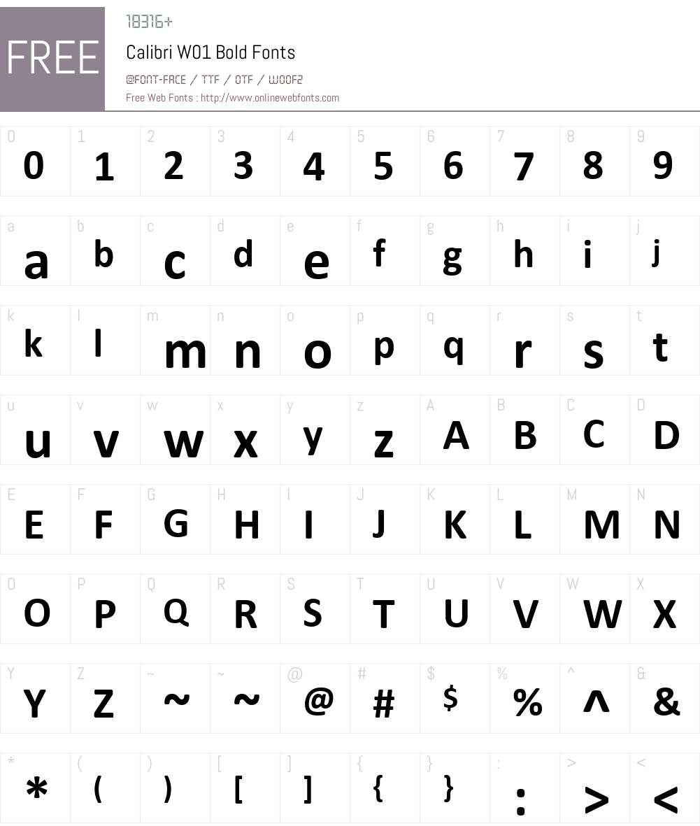 CalibriW01-Bold Font Screenshots