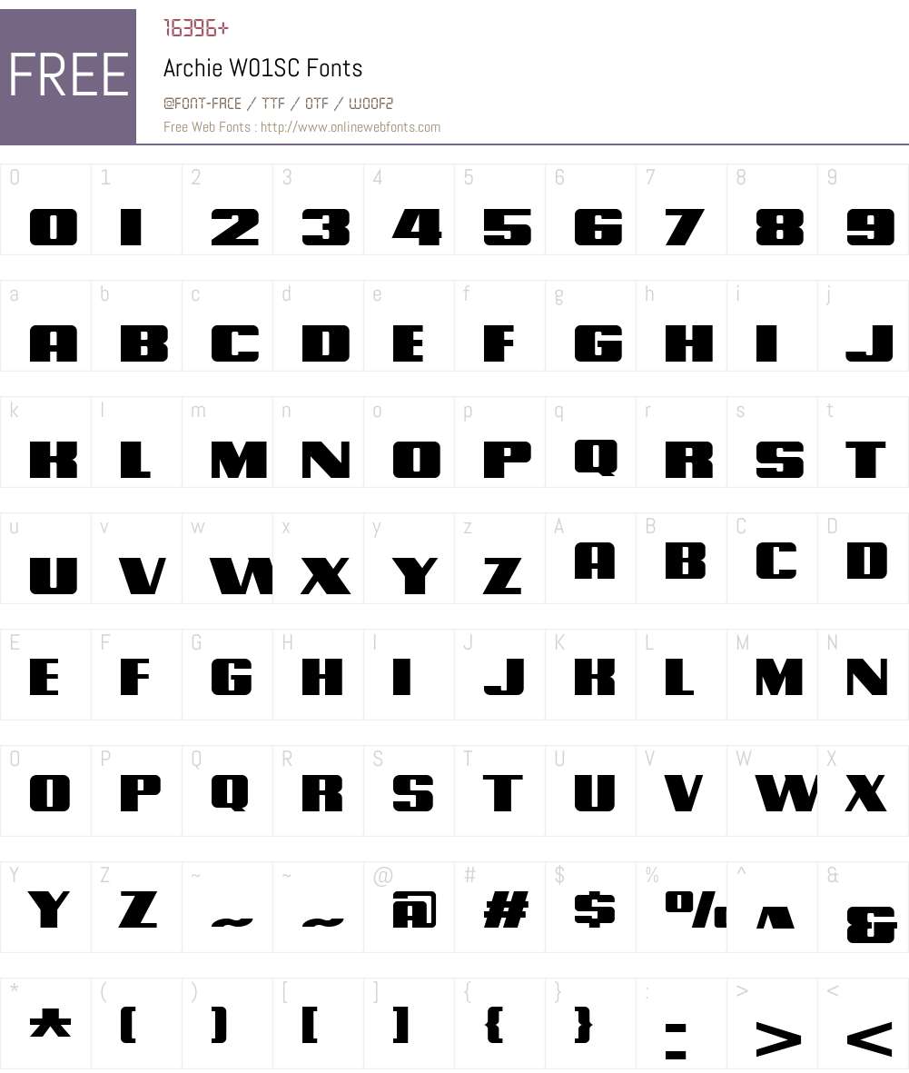 ArchieW01SC Font Screenshots