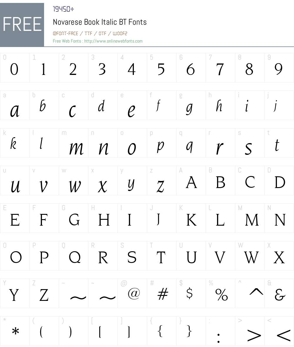 Novarese Bk BT Font Screenshots