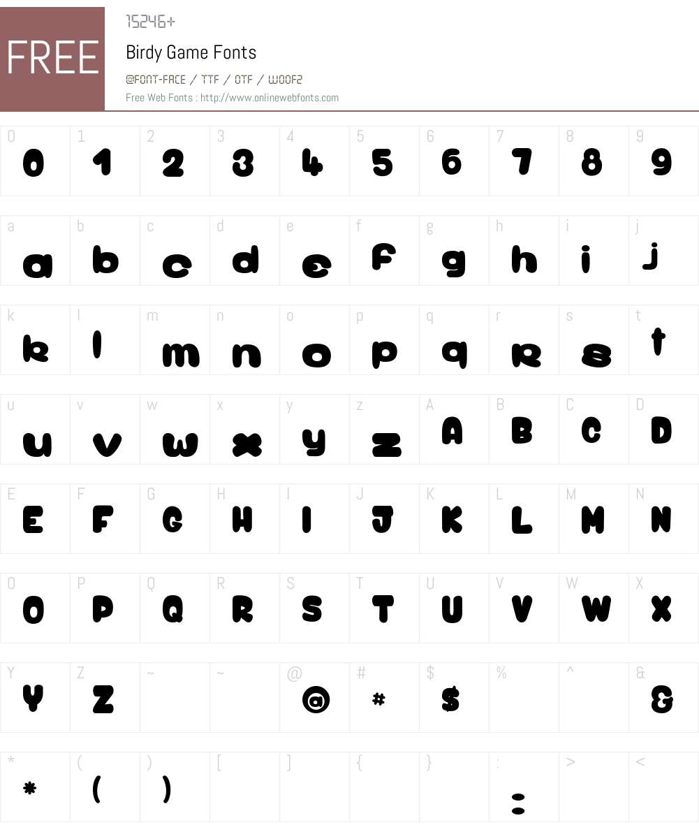 Birdy Game Font Screenshots