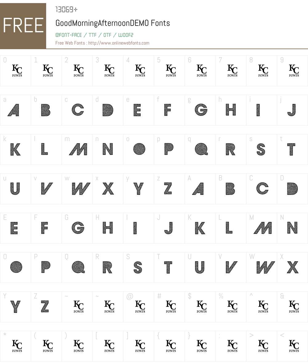 GoodMorningAfternoon Font Screenshots