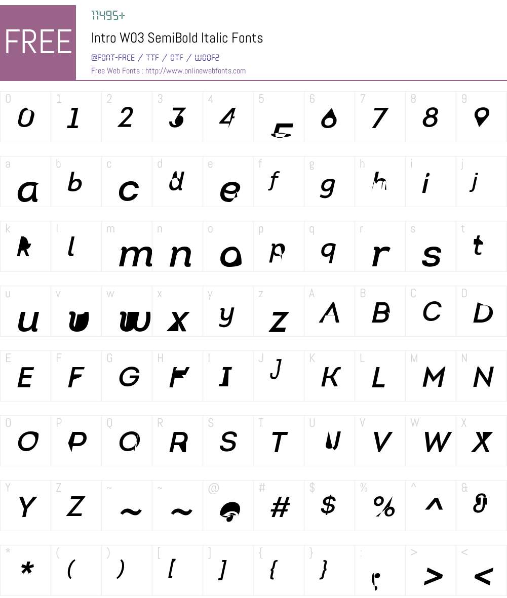 IntroW03-SemiBoldItalic Font Screenshots