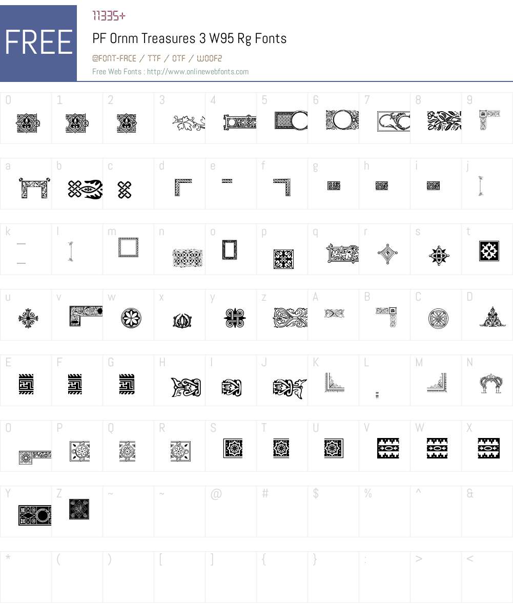 PFOrnmTreasures3W95-Regular Font Screenshots