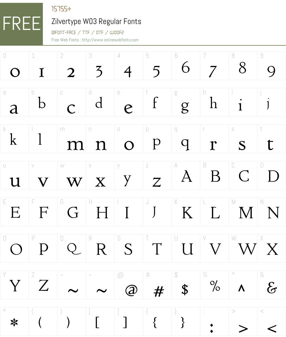 Zilvertype Font Screenshots