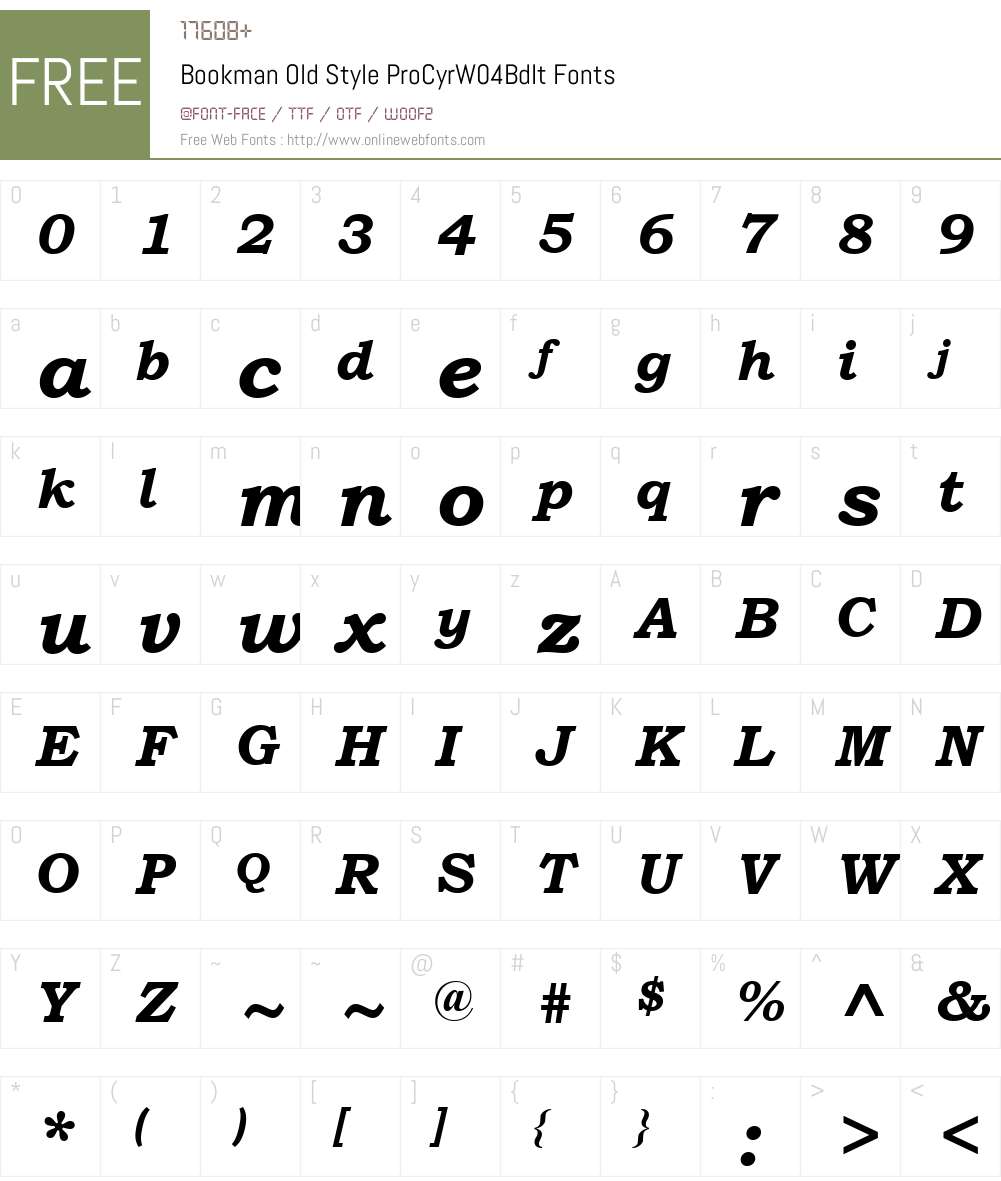 Bookman Old Style Font Screenshots