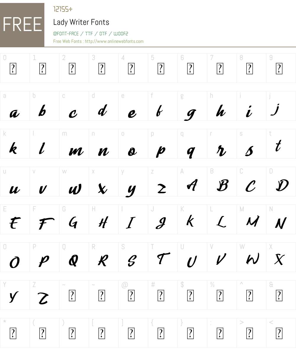 Lady Writer Font Screenshots