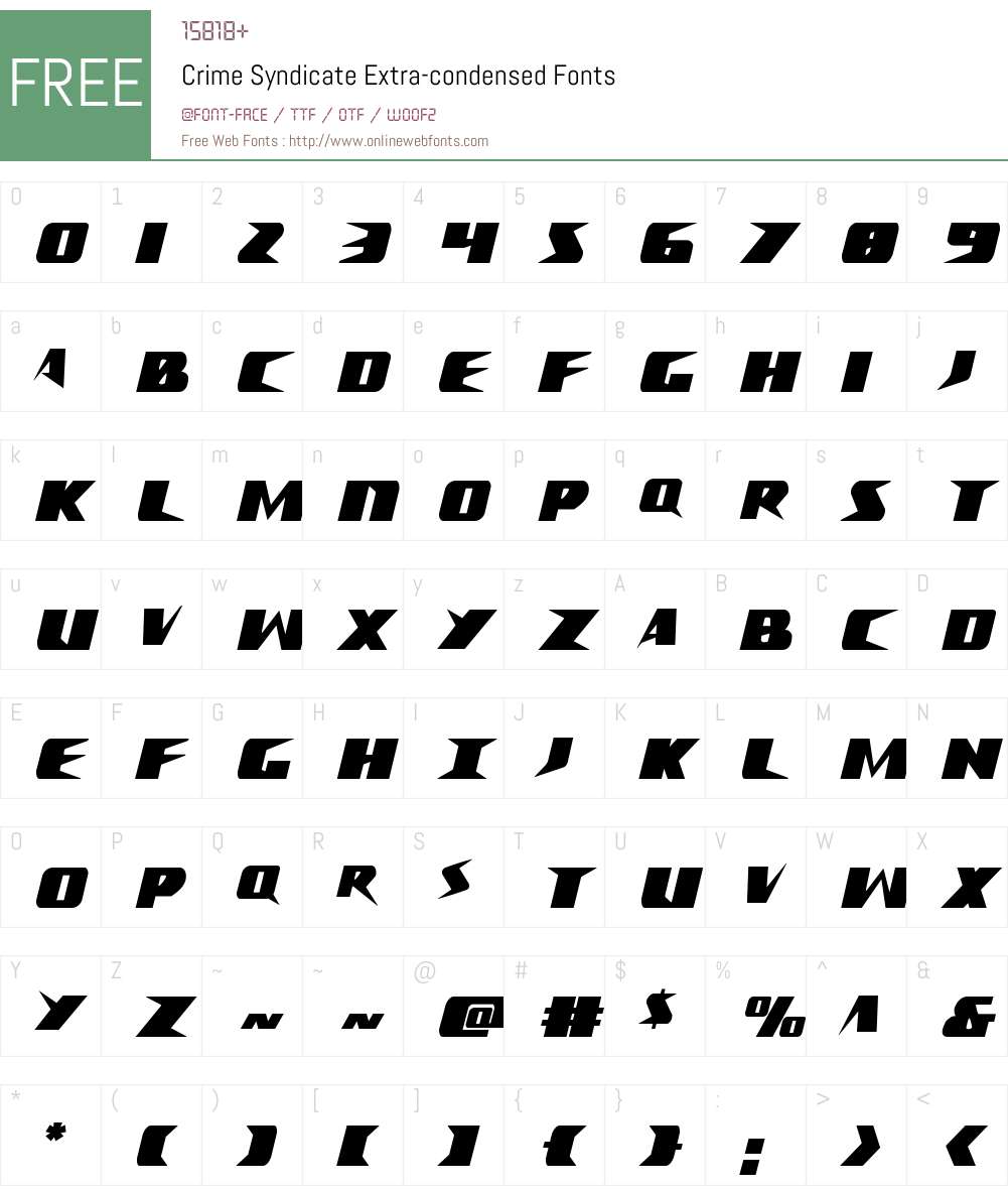Crime Syndicate Extra-condensed Font Screenshots