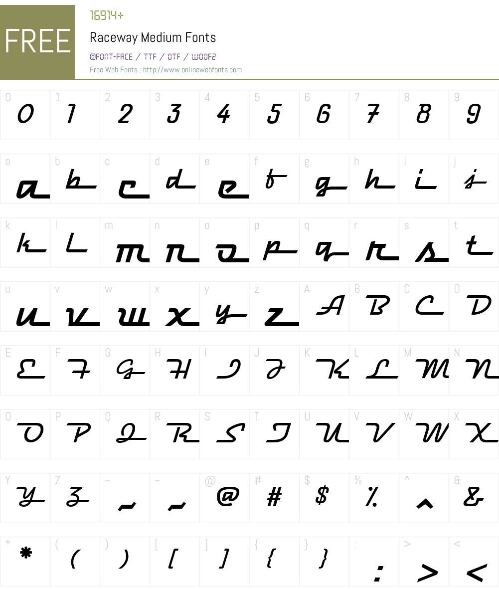 Raceway Font Screenshots