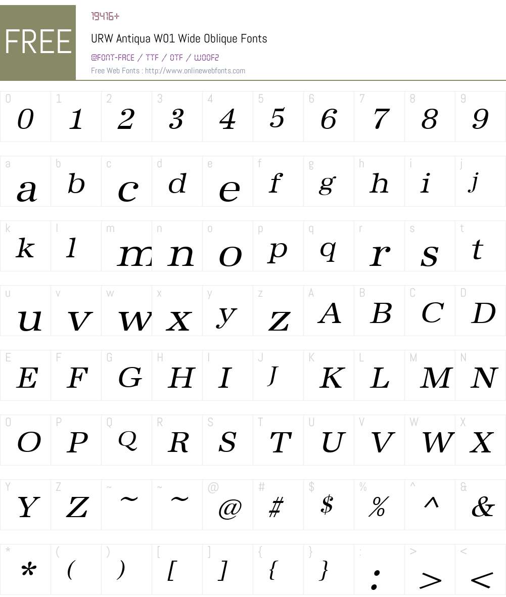 URWAntiquaW01-WideOblique Font Screenshots