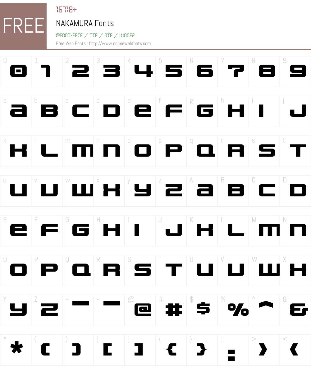 NAKAMURA Font Screenshots