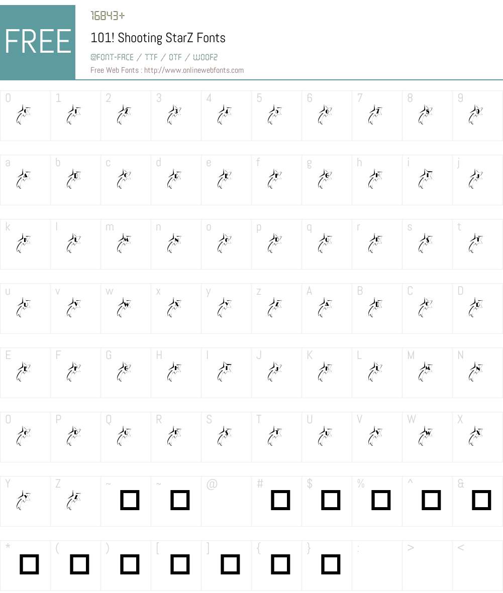 101! Shooting StarZ Font Screenshots
