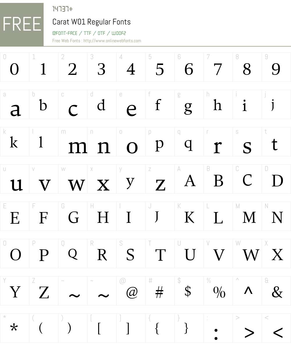 CaratW01-Regular Font Screenshots