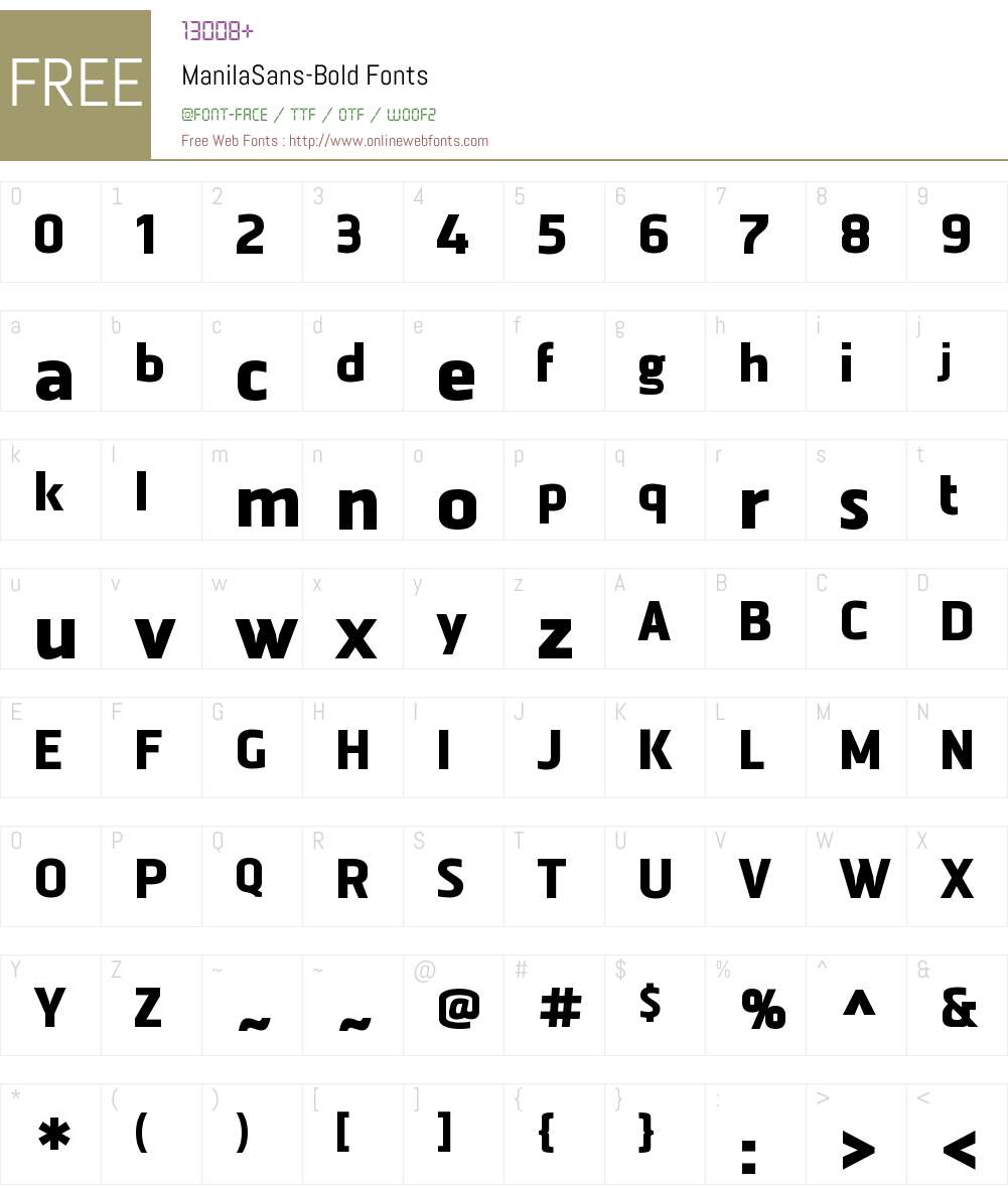 Manila Sans Bold Font Screenshots