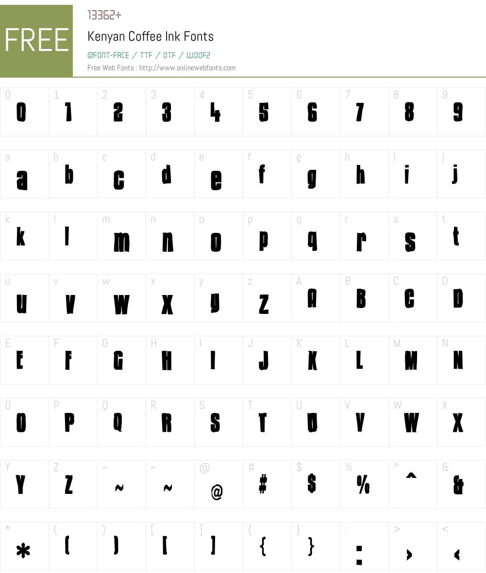 Kenyan Coffee Ink Font Screenshots