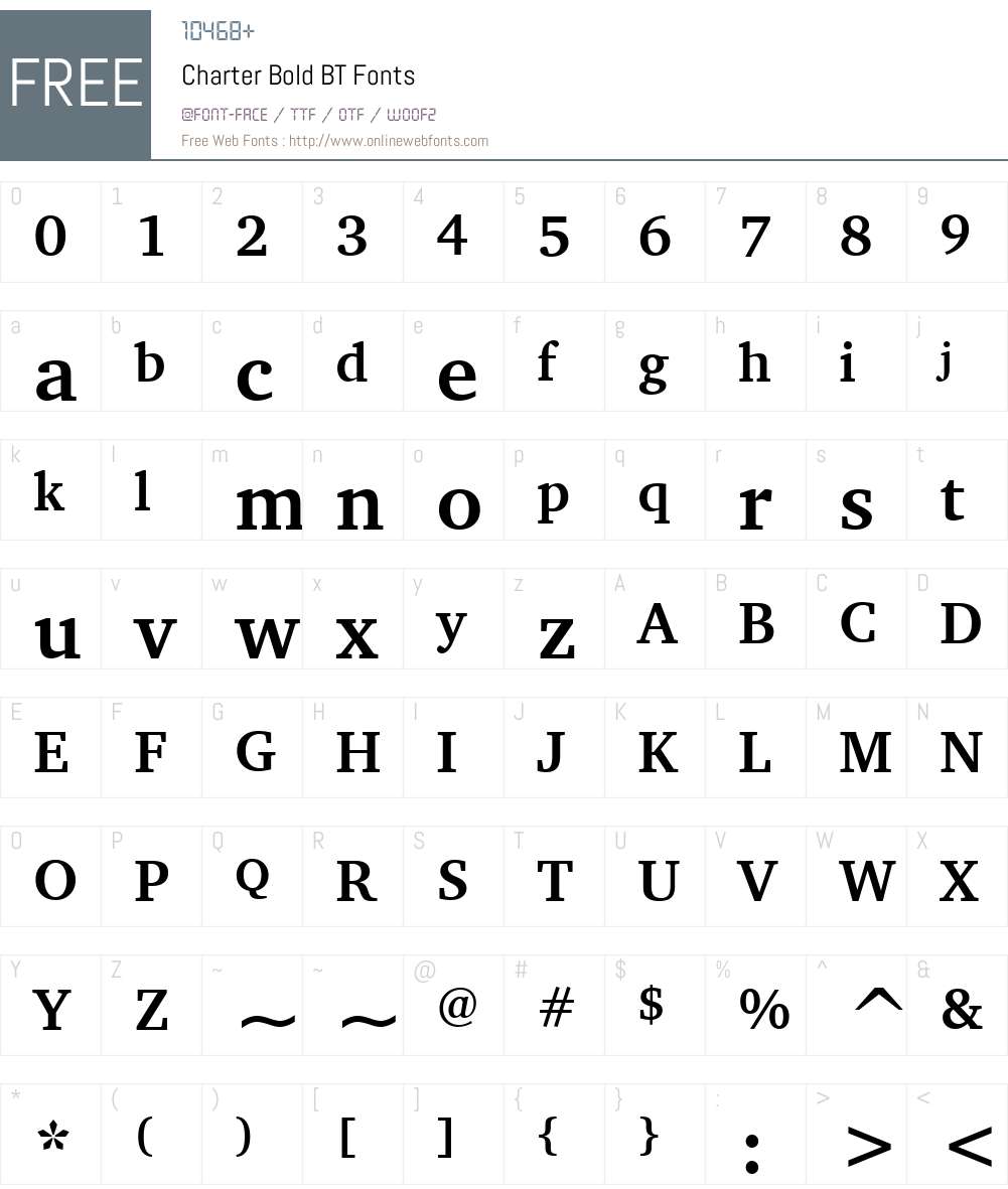 Charter Bd BT Font Screenshots