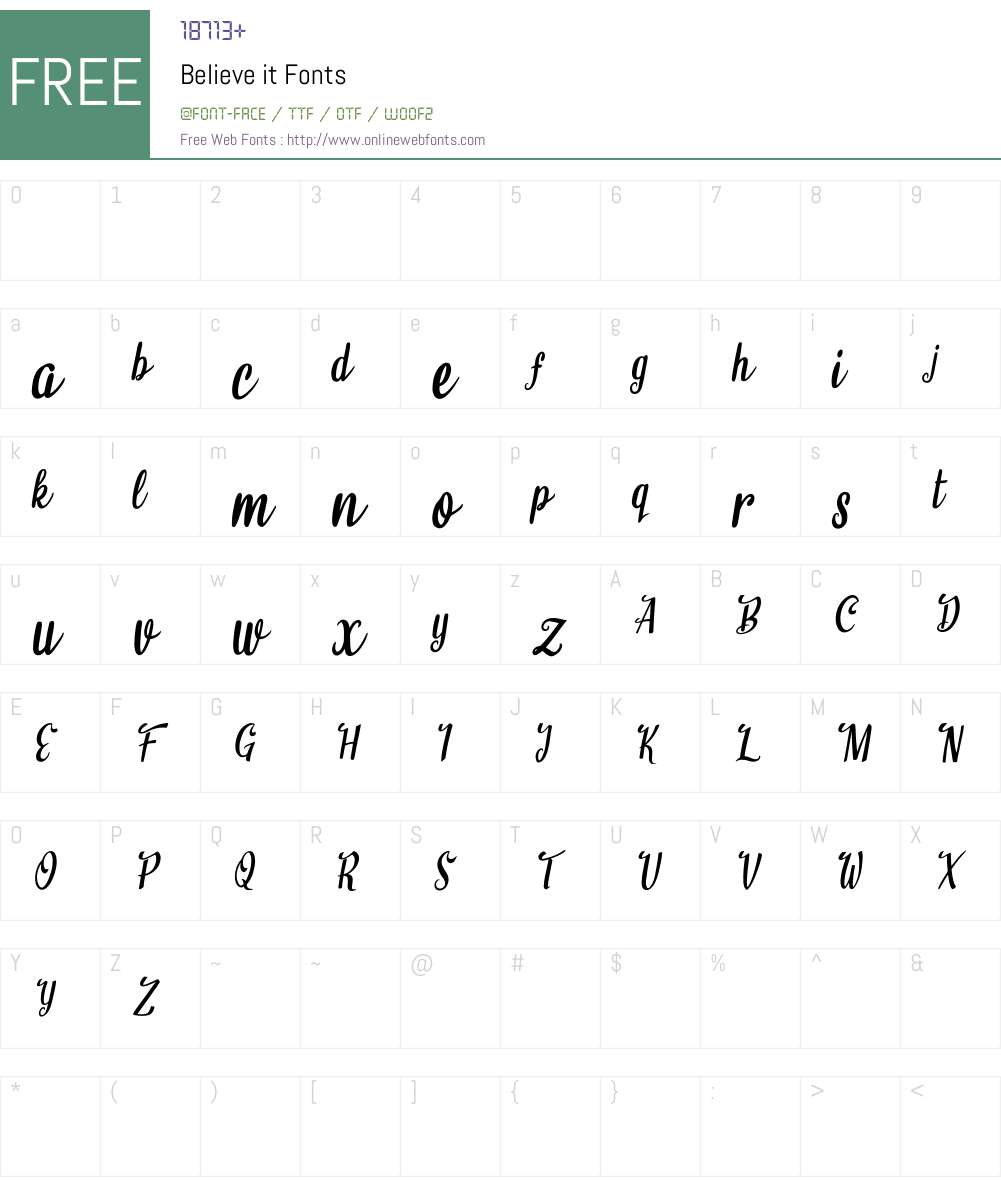 Believe it Font Screenshots