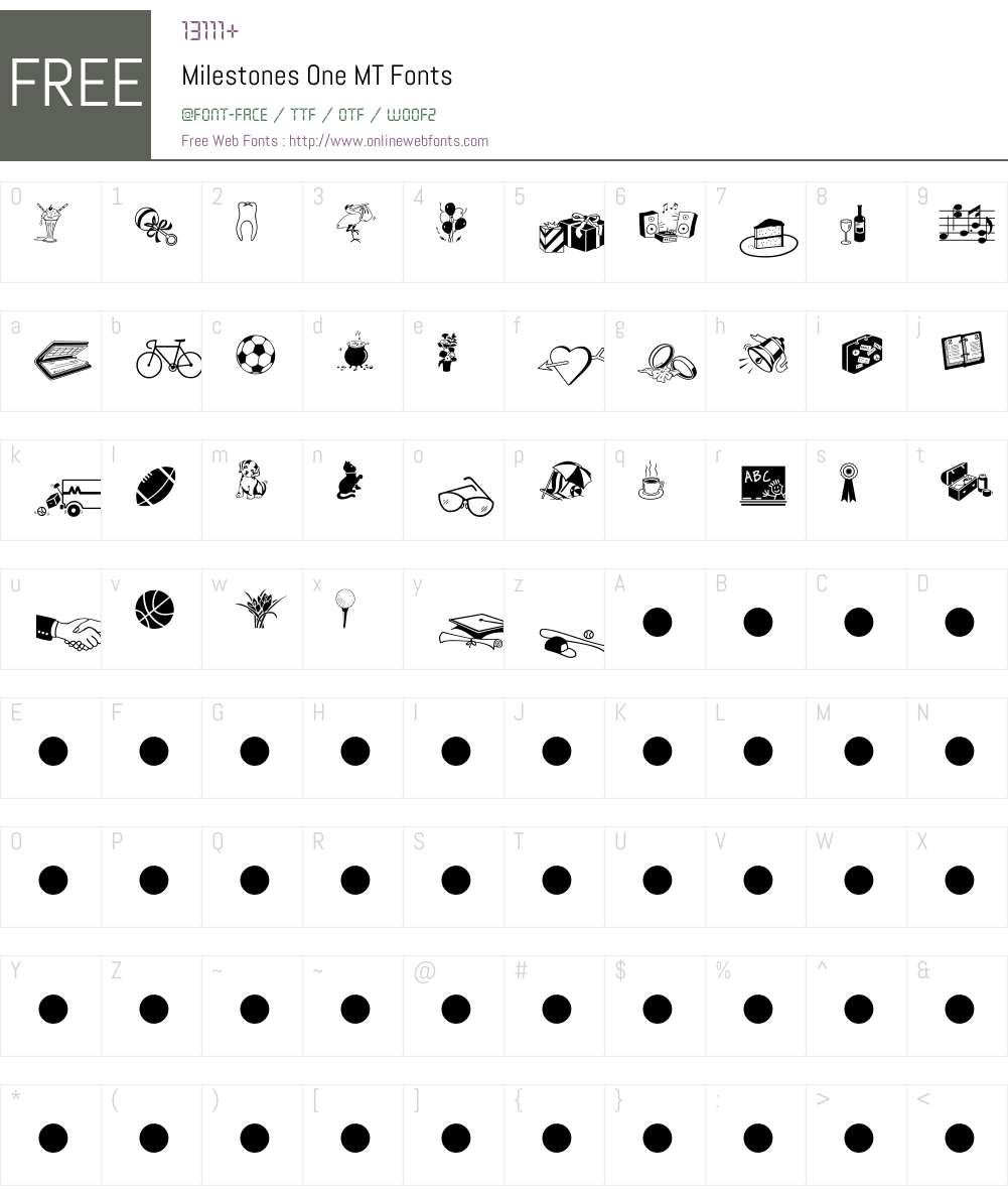 Milestones One MT Font Screenshots