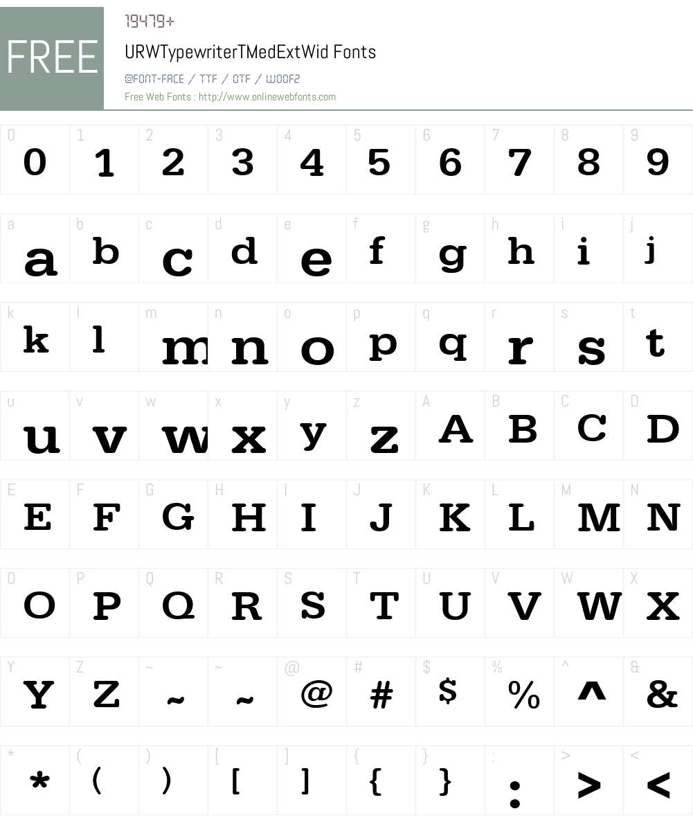 URWTypewriterTMedExtWid Font Screenshots