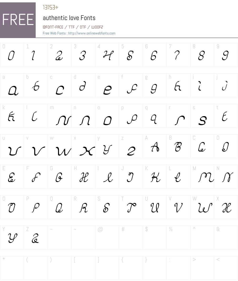 authentic love Font Screenshots