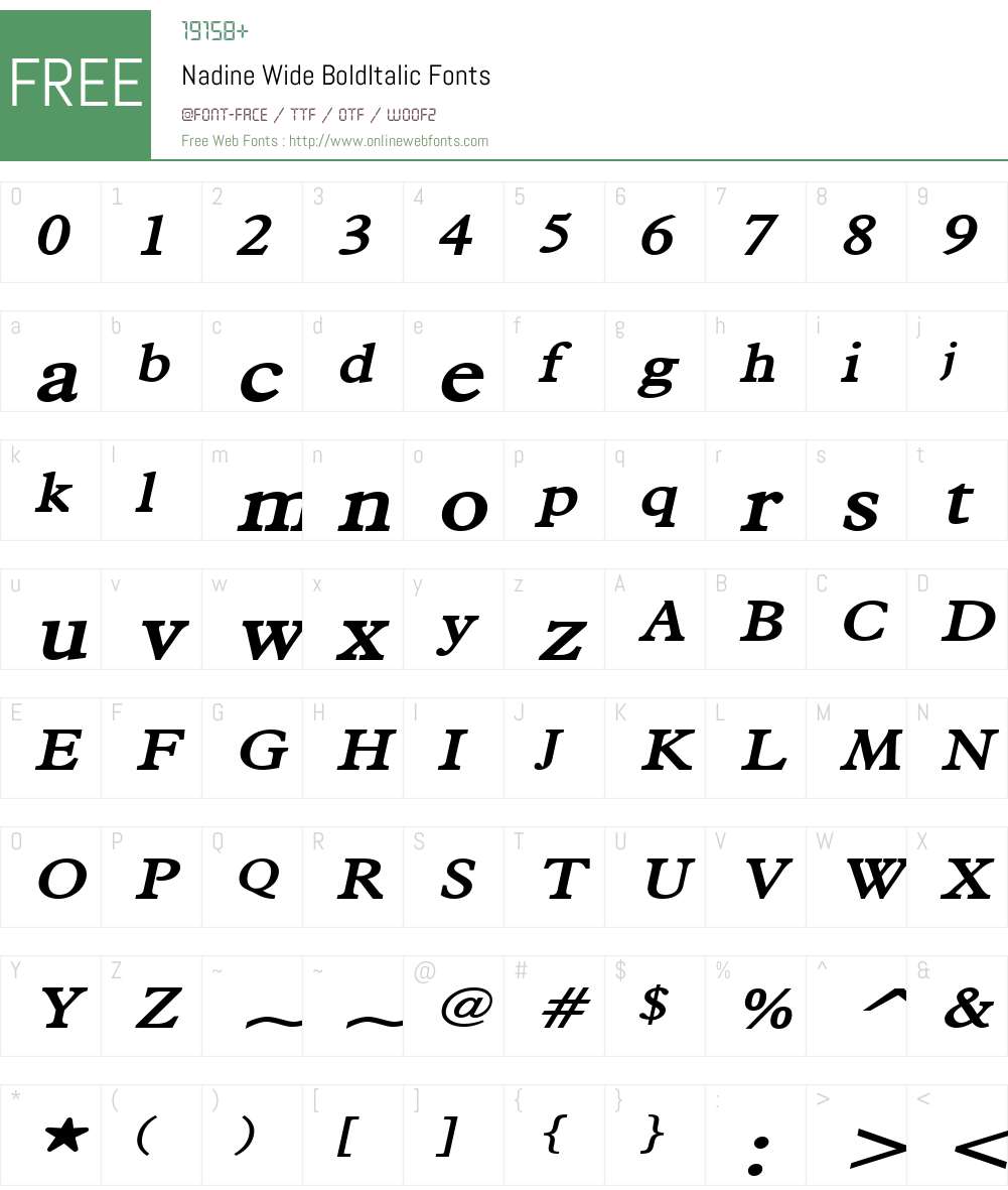 Nadine Wide Font Screenshots