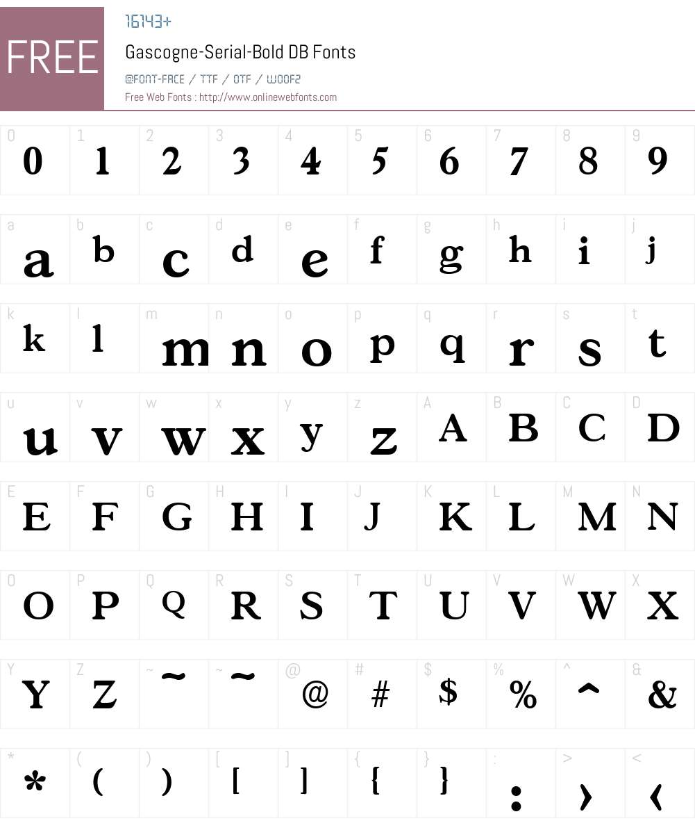 Gascogne-Serial DB Font Screenshots