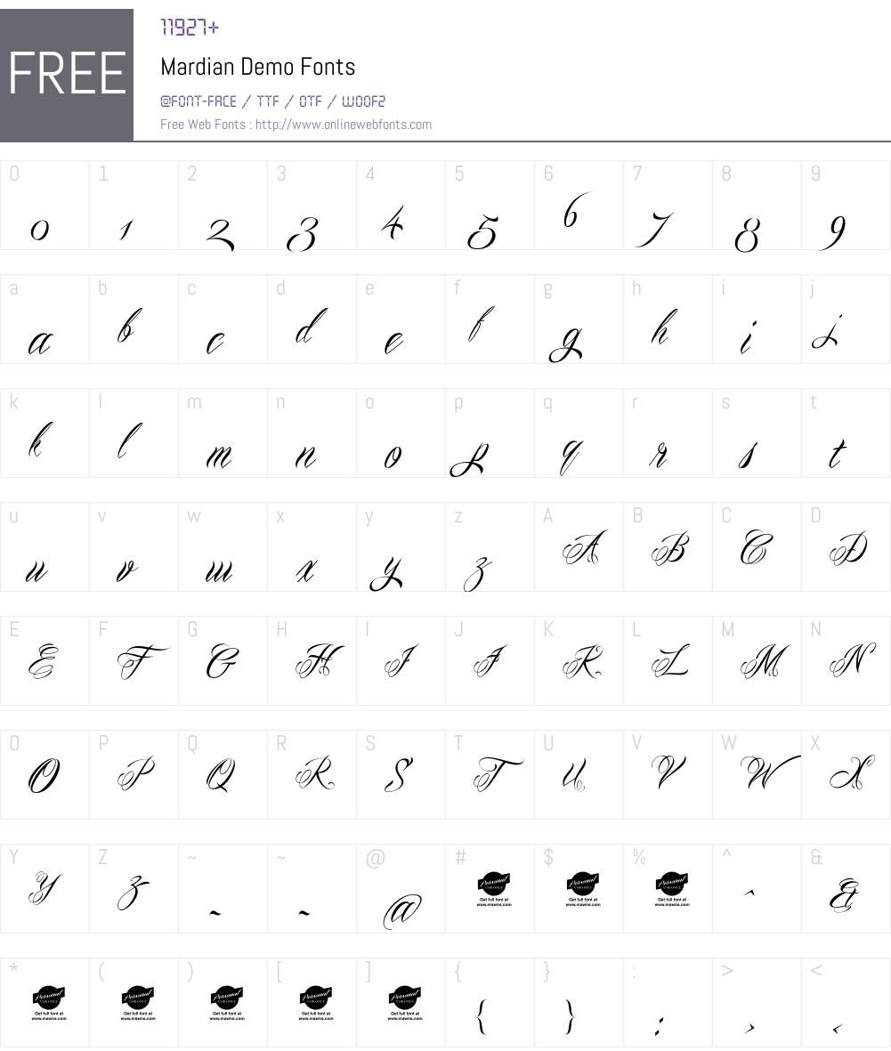 Mardian Demo Font Screenshots