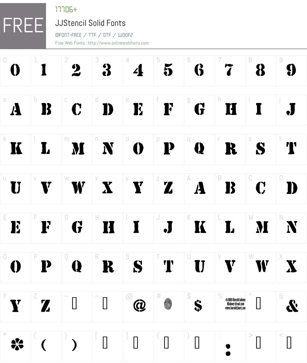 JJStencil Solid Font Screenshots