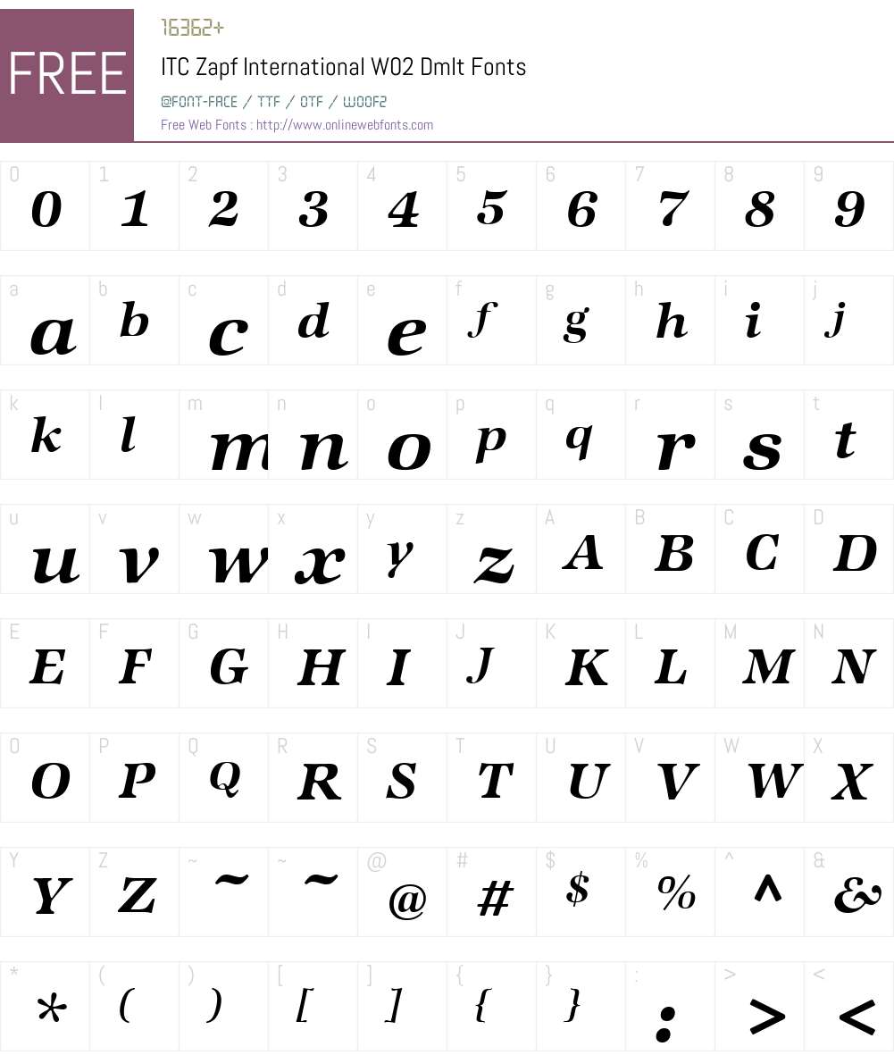 ITC Zapf International Font Screenshots