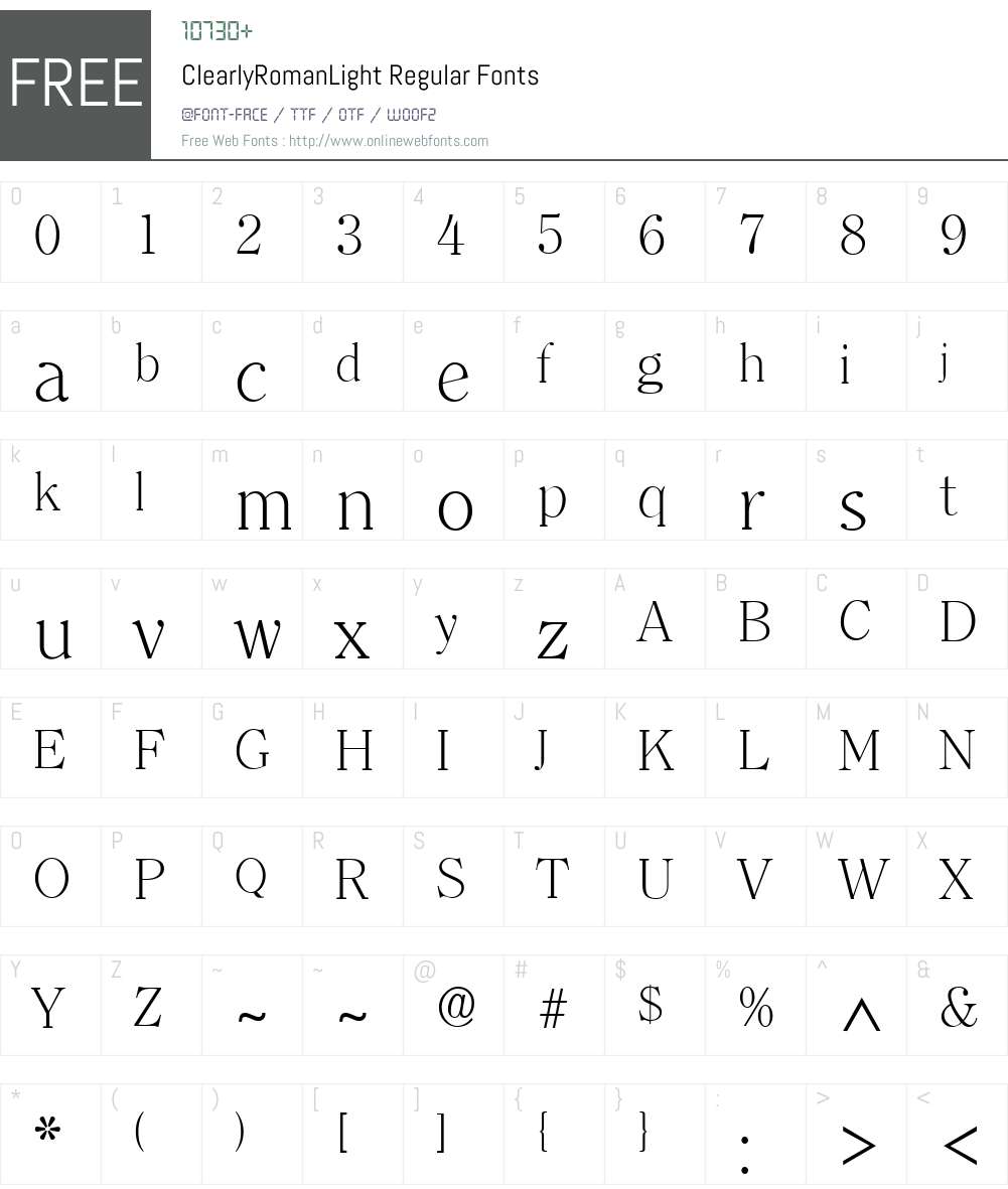 ClearlyRomanLight Font Screenshots