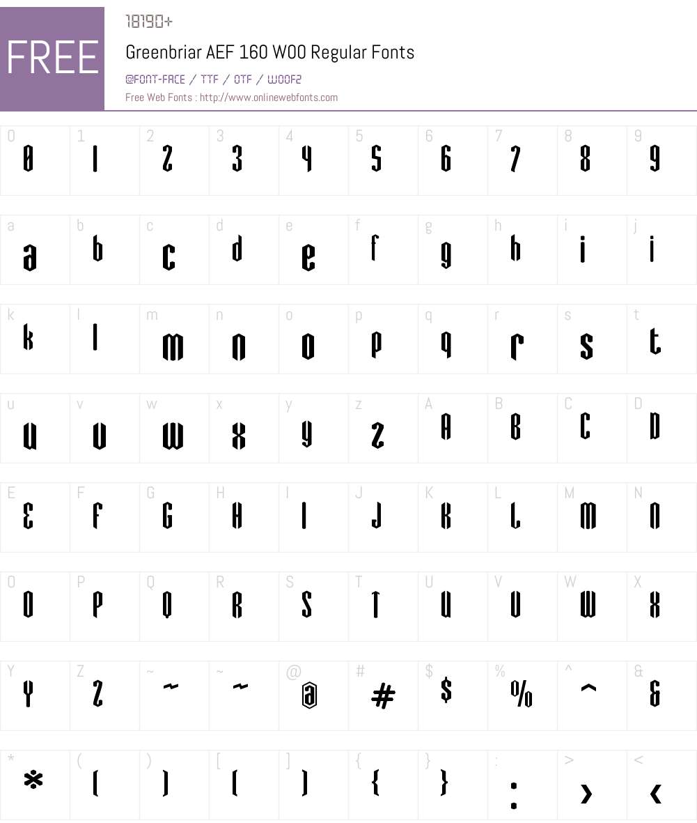GreenbriarAEF160W00-Regular Font Screenshots