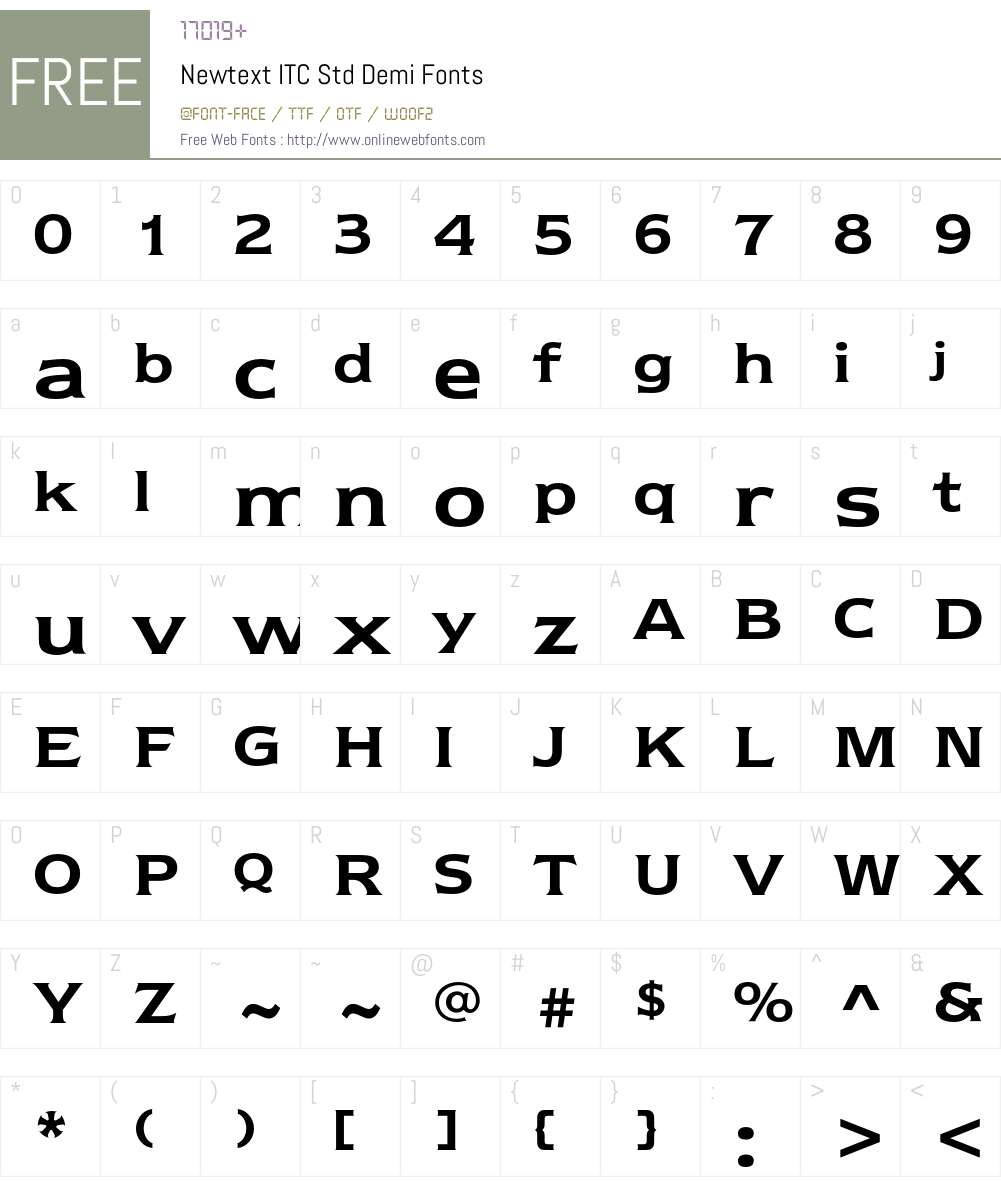 Newtext ITC Std Font Screenshots