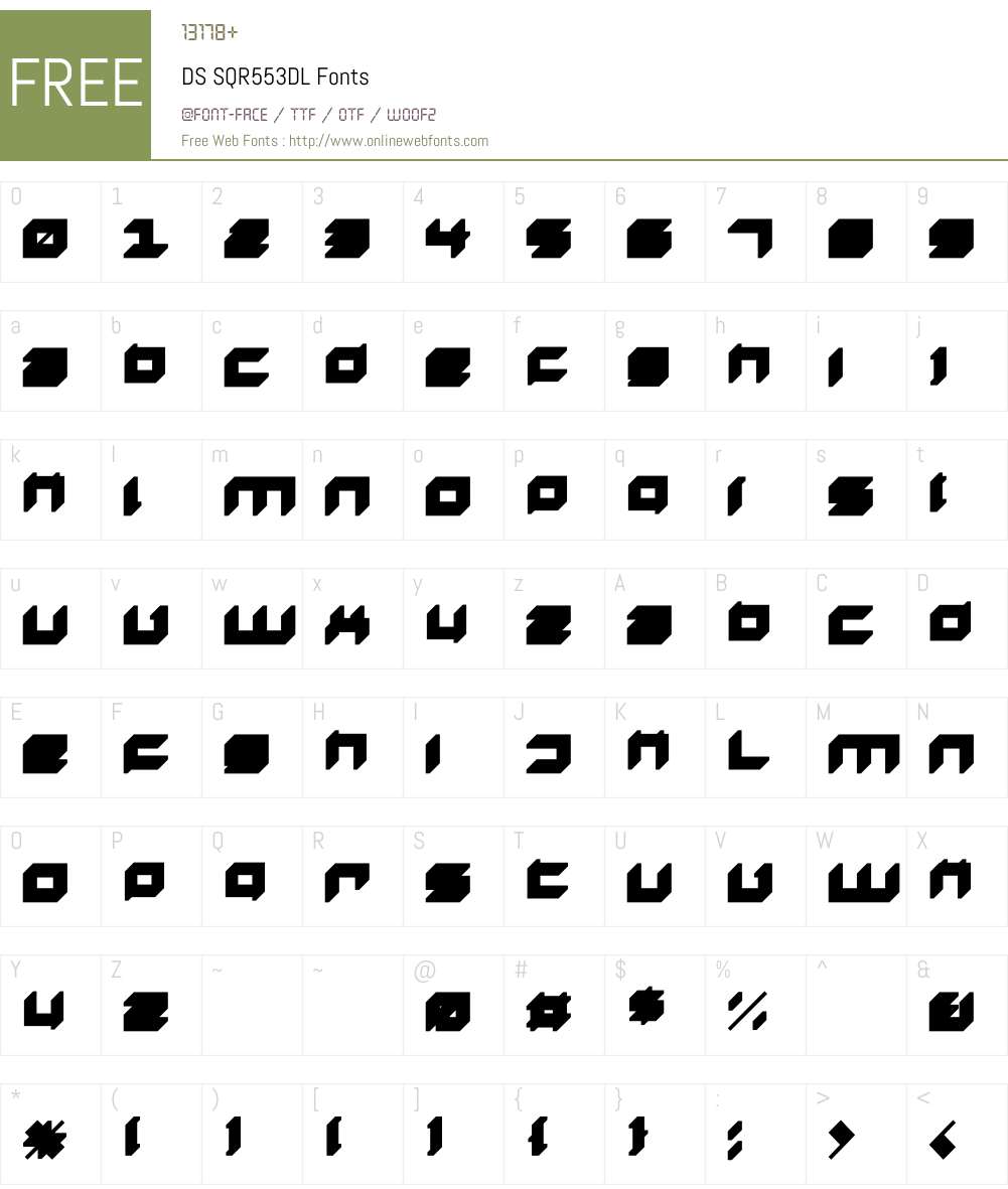 DS SQR553DL Font Screenshots