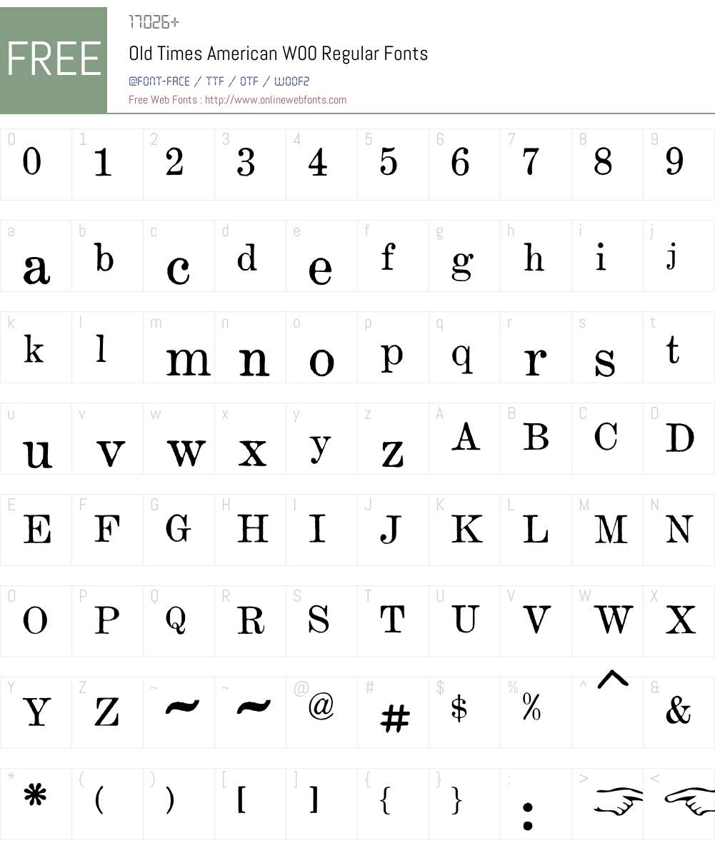 OldTimesAmericanW00-Rg Font Screenshots