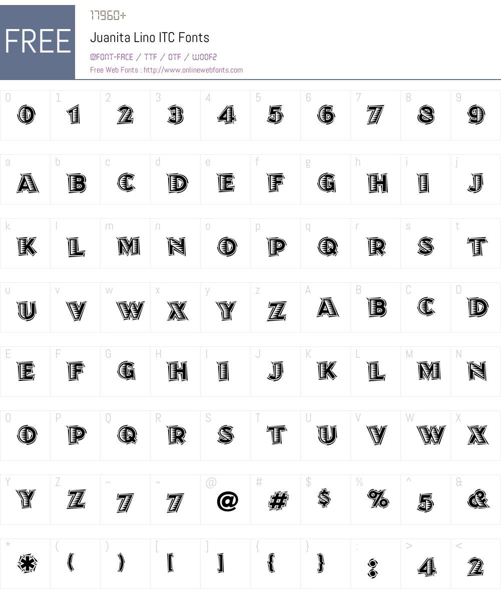 Juanita Lino ITC Font Screenshots