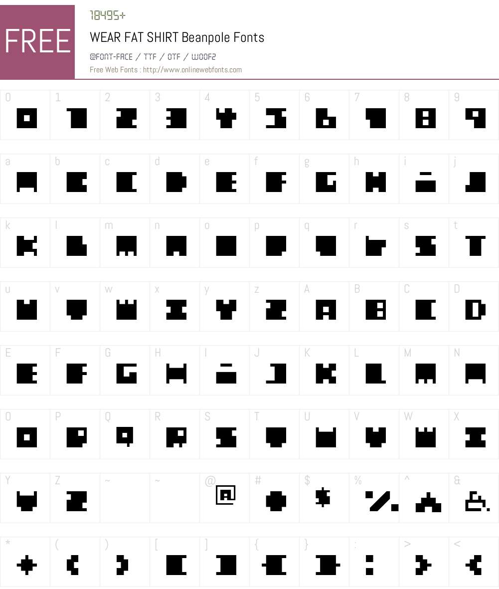 WEAR FAT SHIRT Font Screenshots