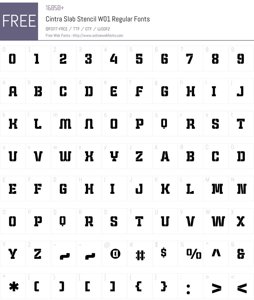 CintraSlabStencilW01-Rg Font Screenshots