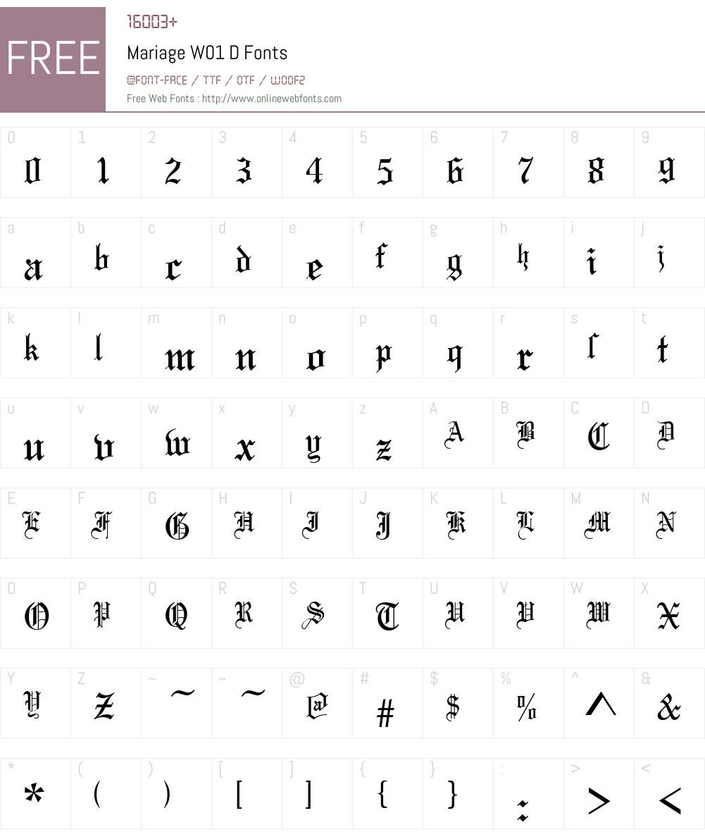MariageW01-D Font Screenshots