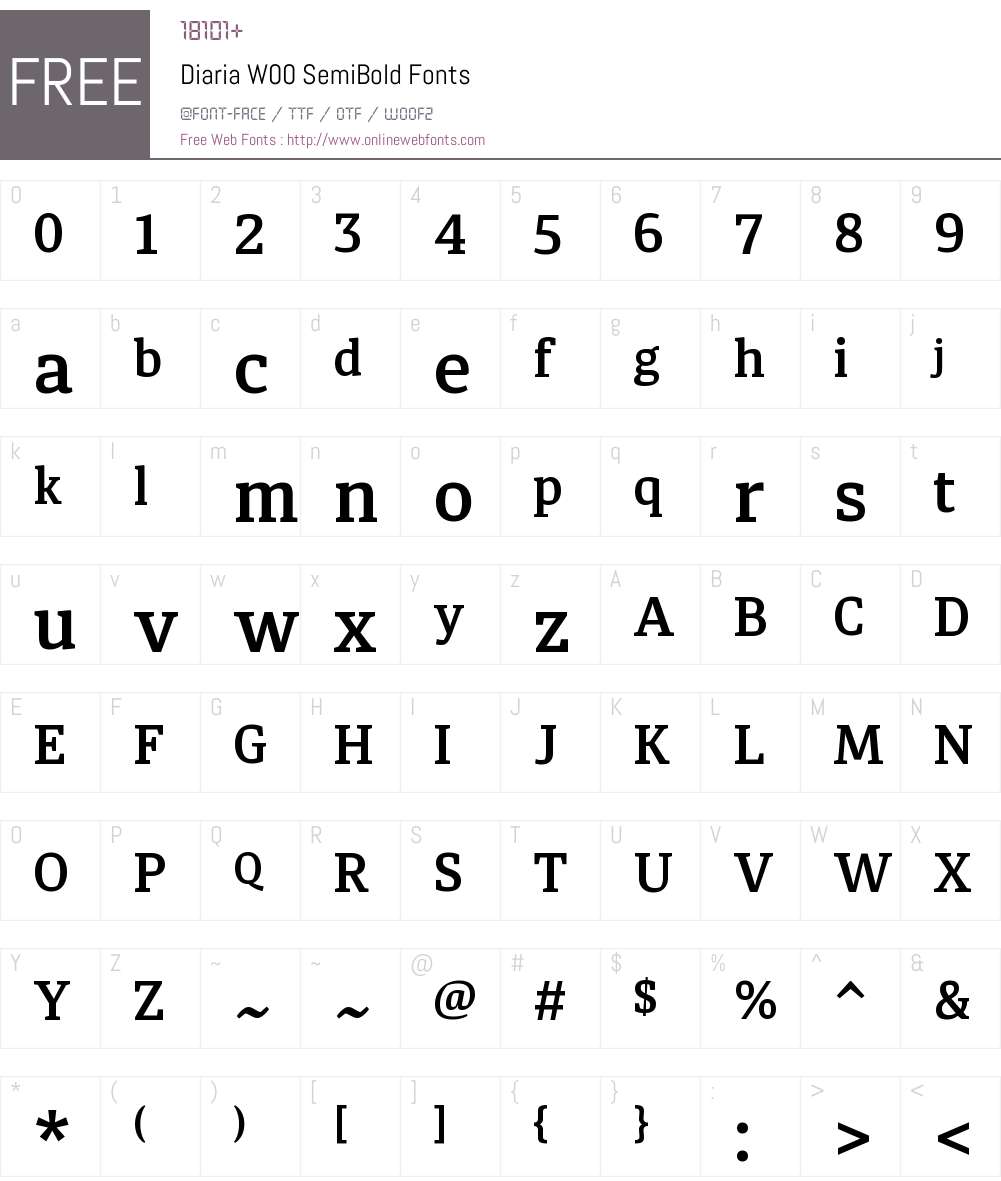 DiariaW00-SemiBold Font Screenshots