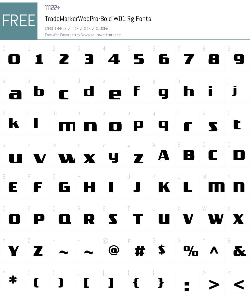 TradeMarkerWebPro-BoldW01 Font Screenshots