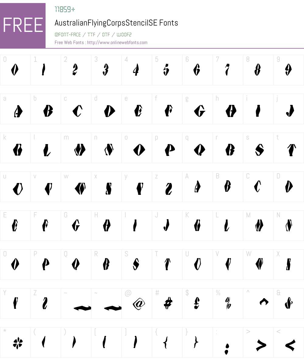AustralianFlyingCorpsStencilSE Font Screenshots