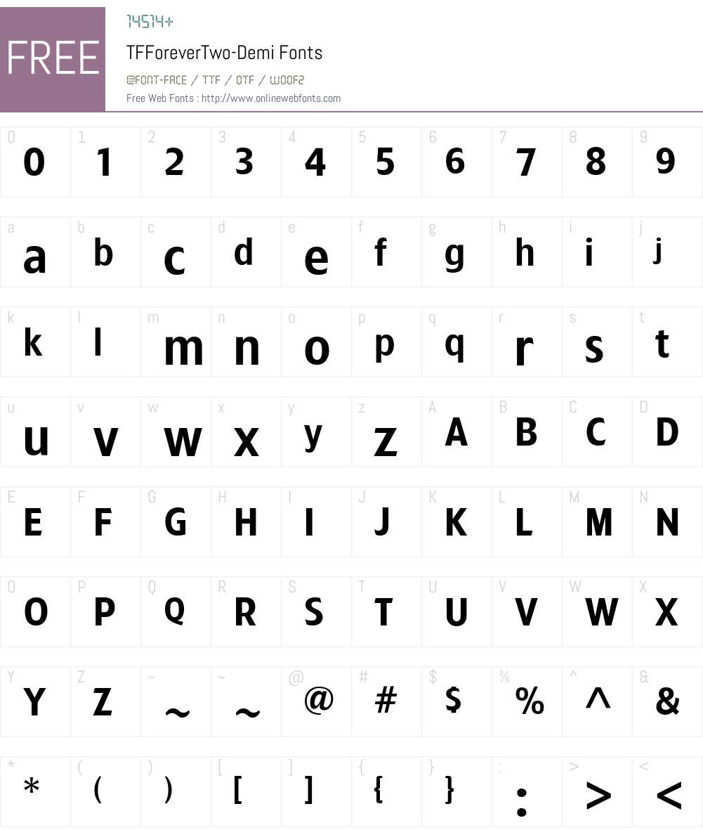TFForeverTwo Font Screenshots