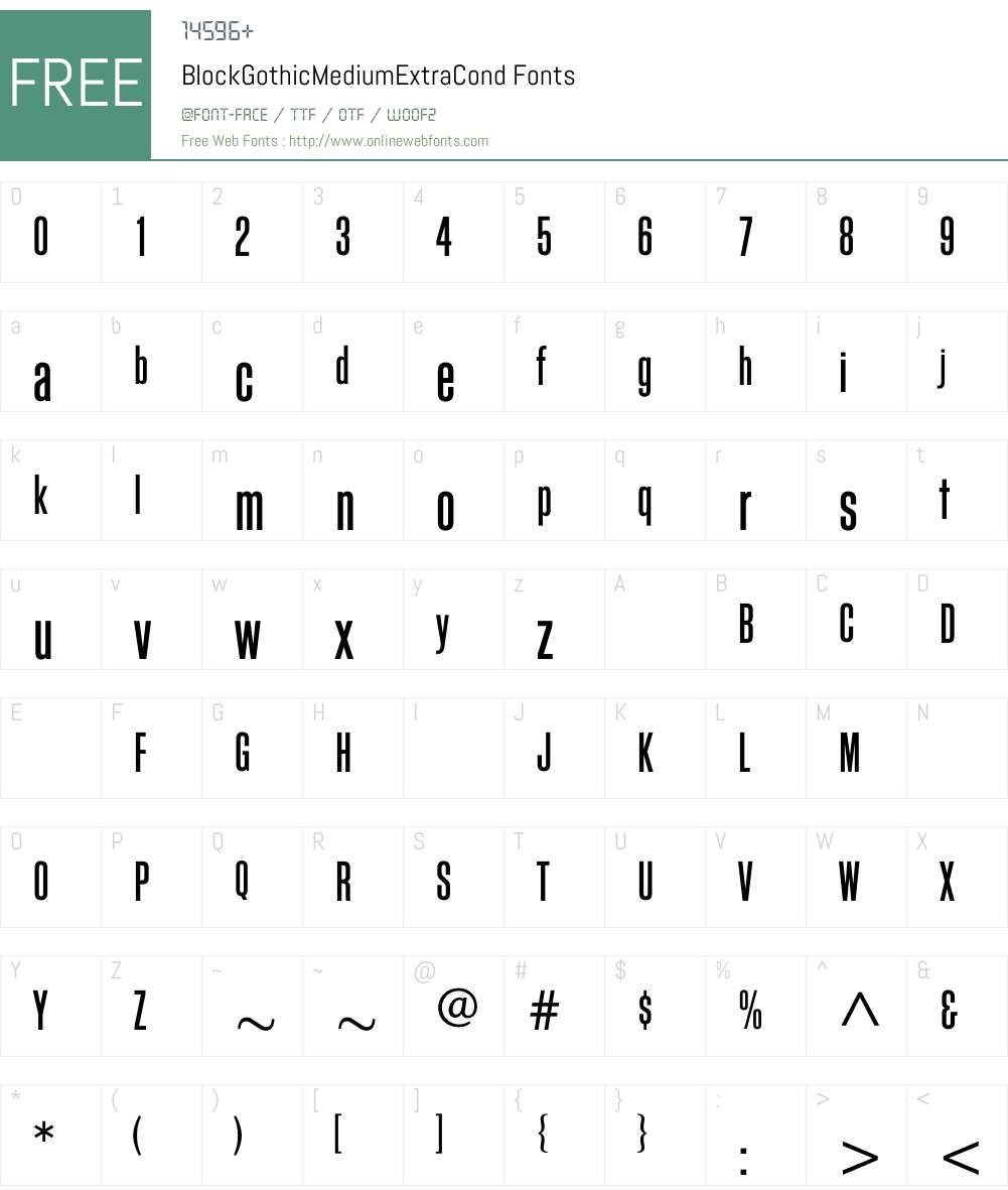BlockGothicMediumExtraCond Font Screenshots