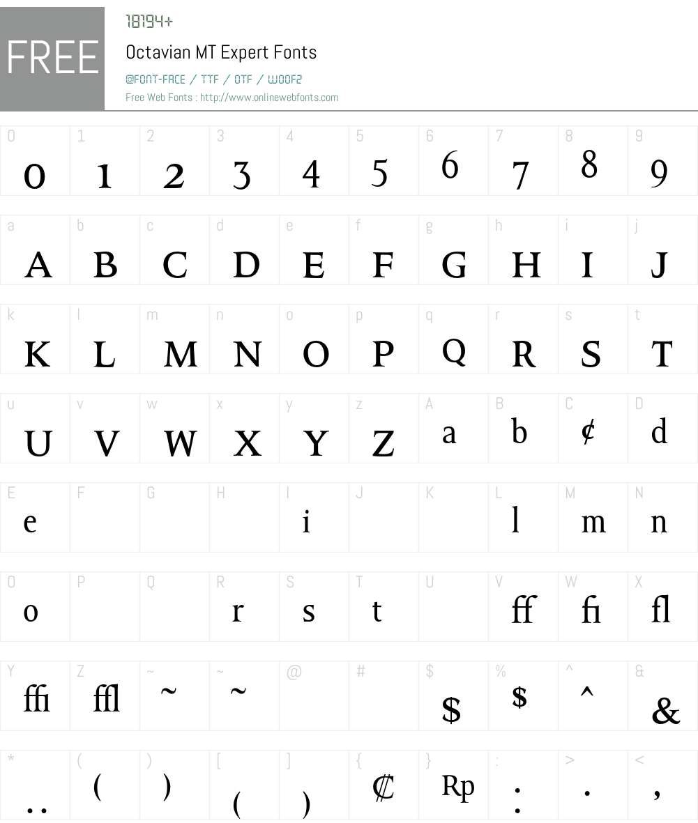 Octavian MT Font Screenshots