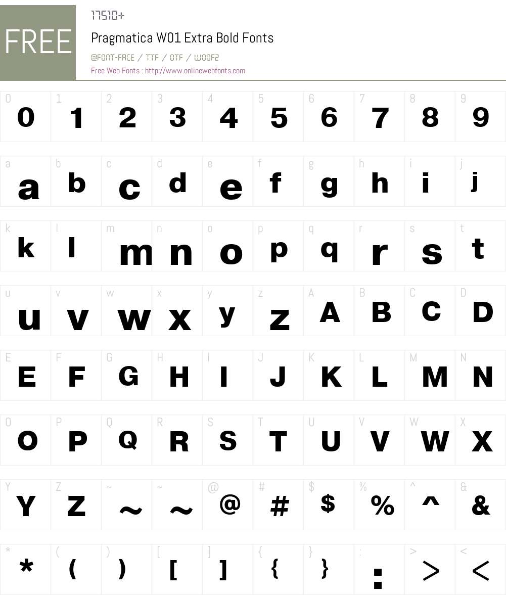 PragmaticaW01-ExtraBold Font Screenshots