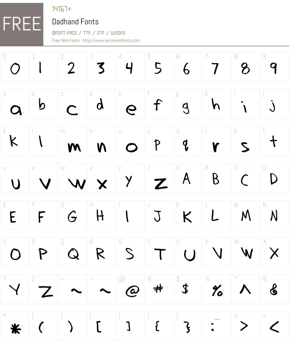 Dadhand Font Screenshots