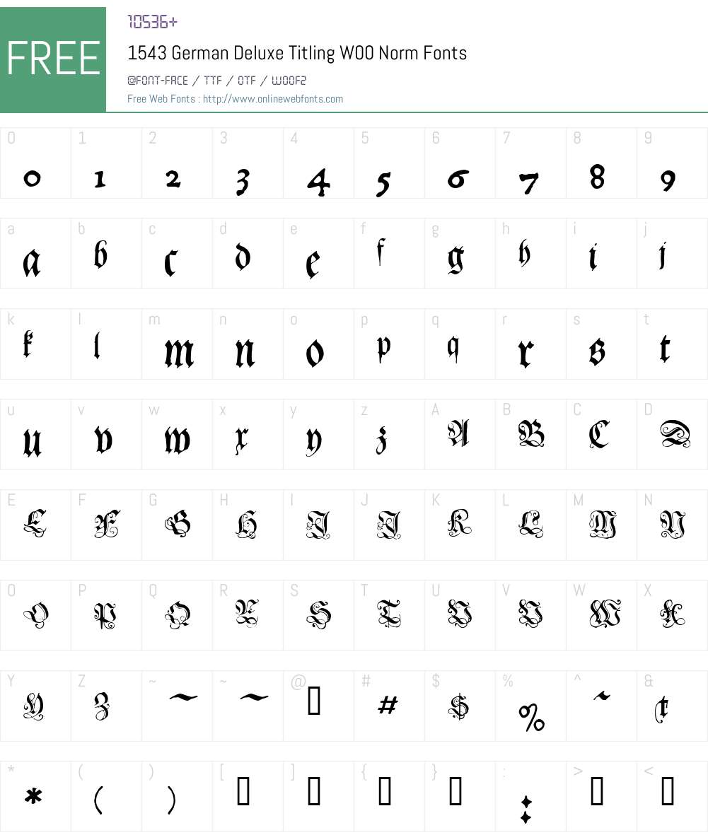 1543 German Deluxe Titling Font Screenshots