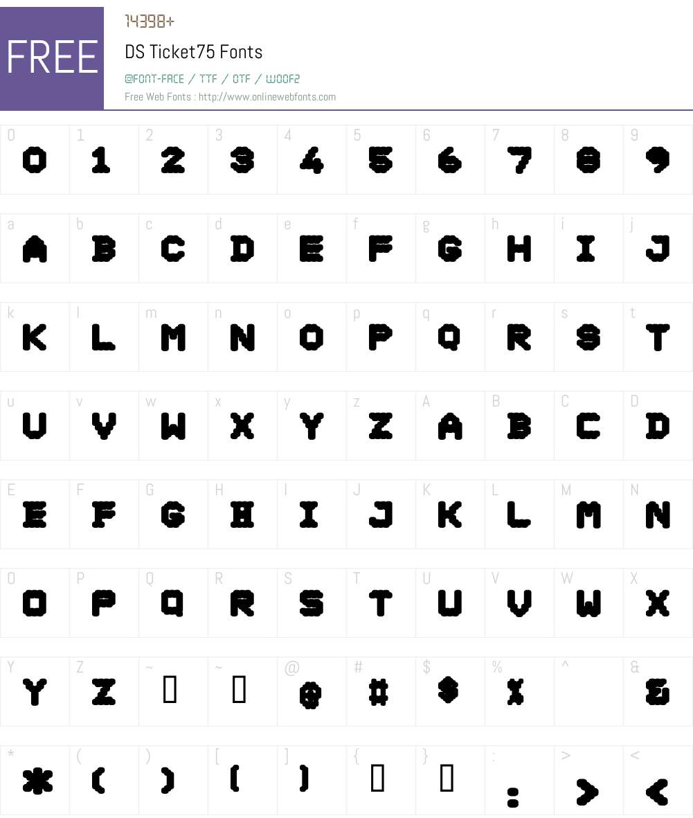 DS Ticket75 Font Screenshots